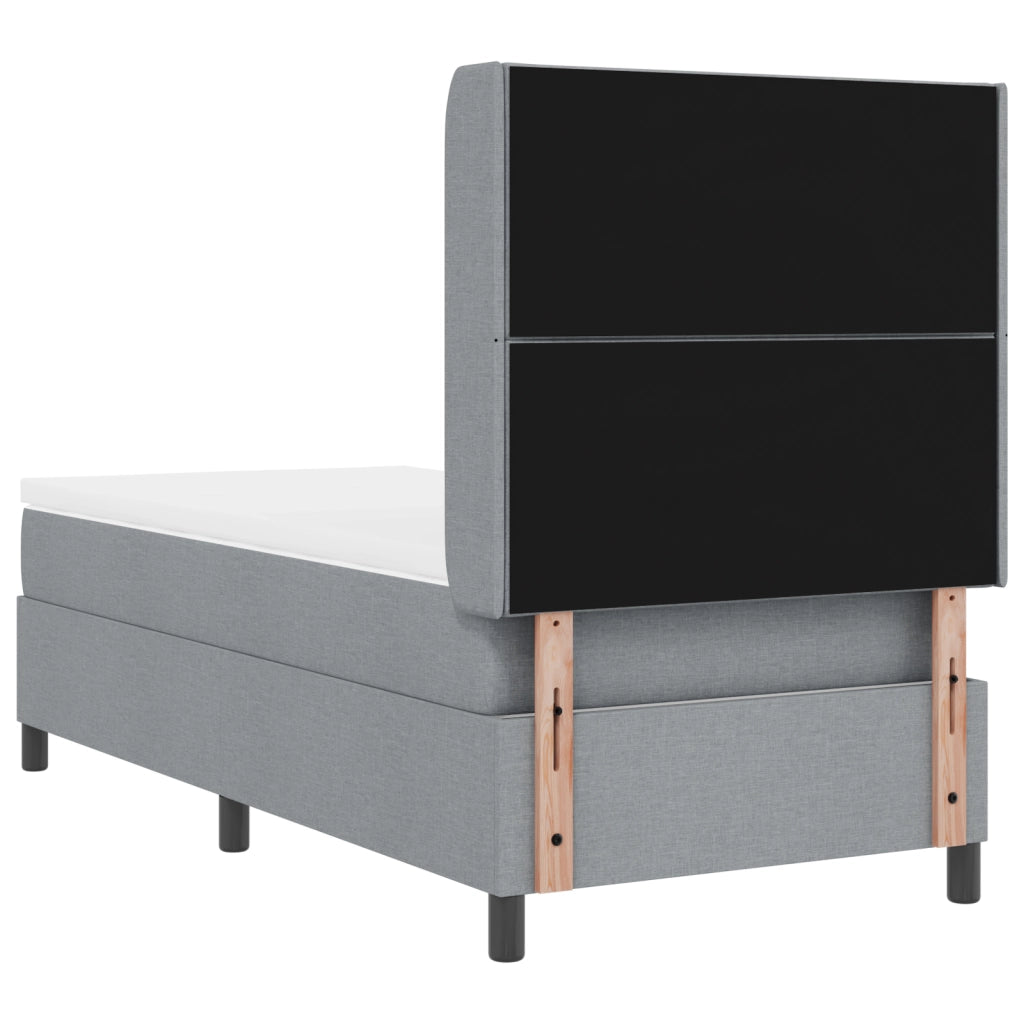 Letto Box Spring con Materasso Grigio Chiaro 100x200 cm Tessuto
