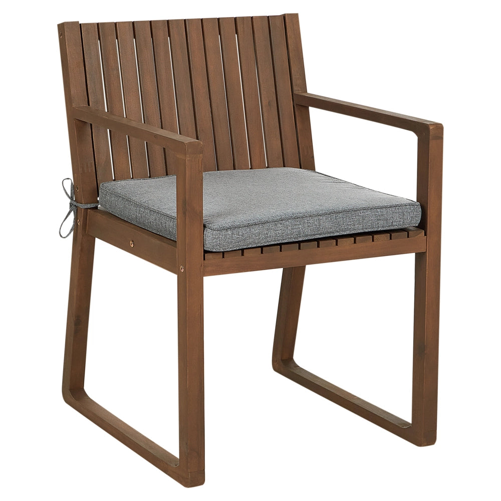 Set di 8 sedie da giardino in legno di acacia marrone con cuscini di seduta grigio resistenti all'acqua