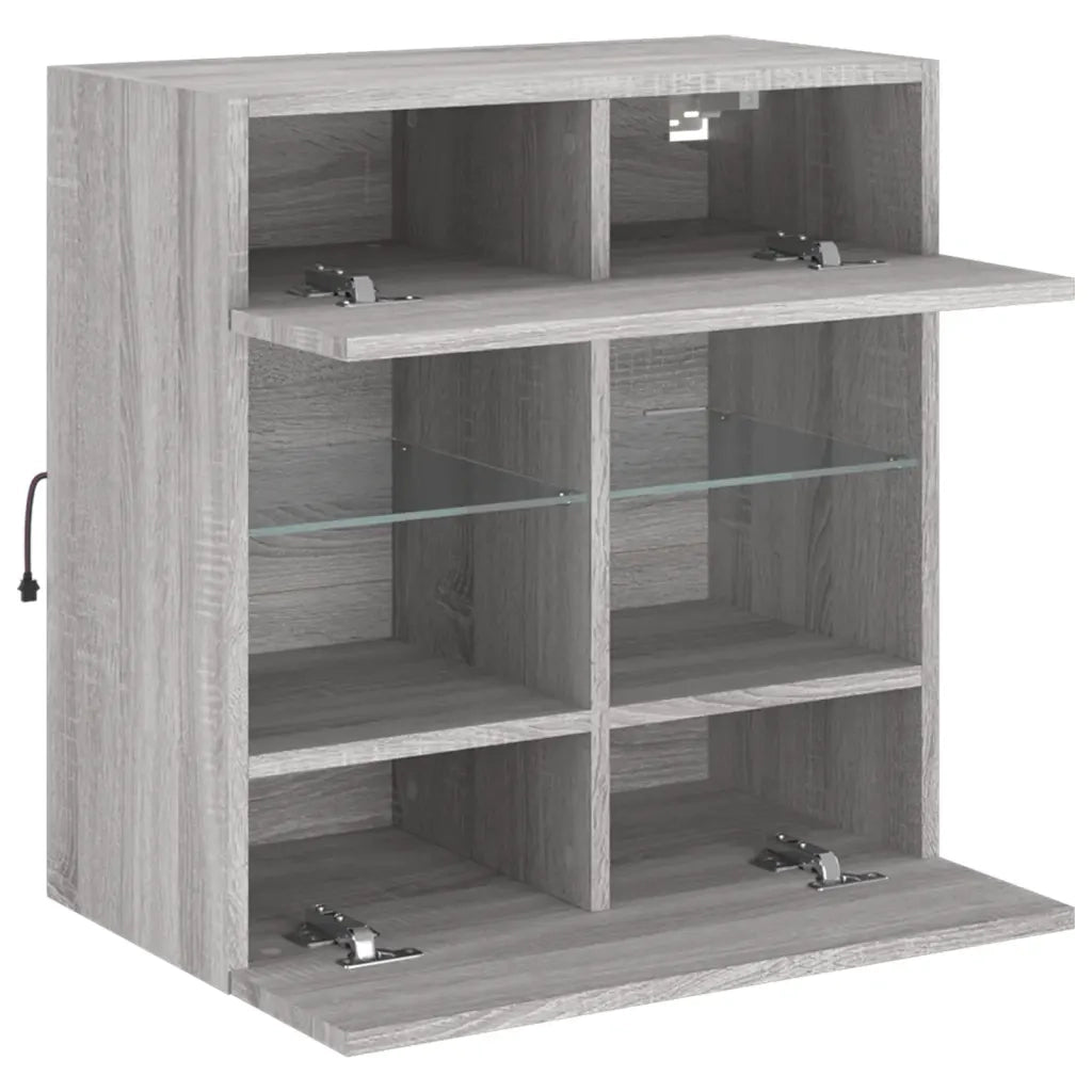 Mobile TV a Parete con Luci LED Grigio Sonoma 58,5x30x60,5 cm 837097