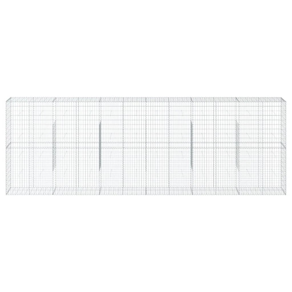 Gabbione recinto a gabbia muro di contenimento con coperchio 600 x 50 x 200 cm ferro zincato argento 02_0040185