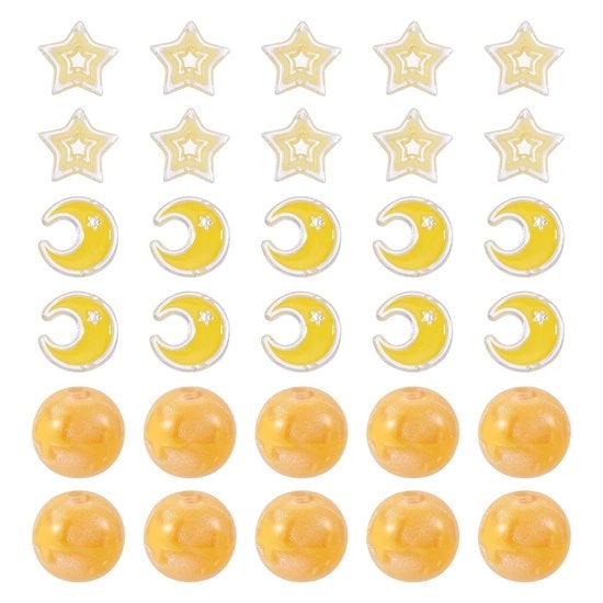 Kralen 30 pezzi - Pastello celeste Bolkralen/Sterkralen/Maankralen - 16-24 mm - per gioielleria - Decorative kralen - Sieradenkralen