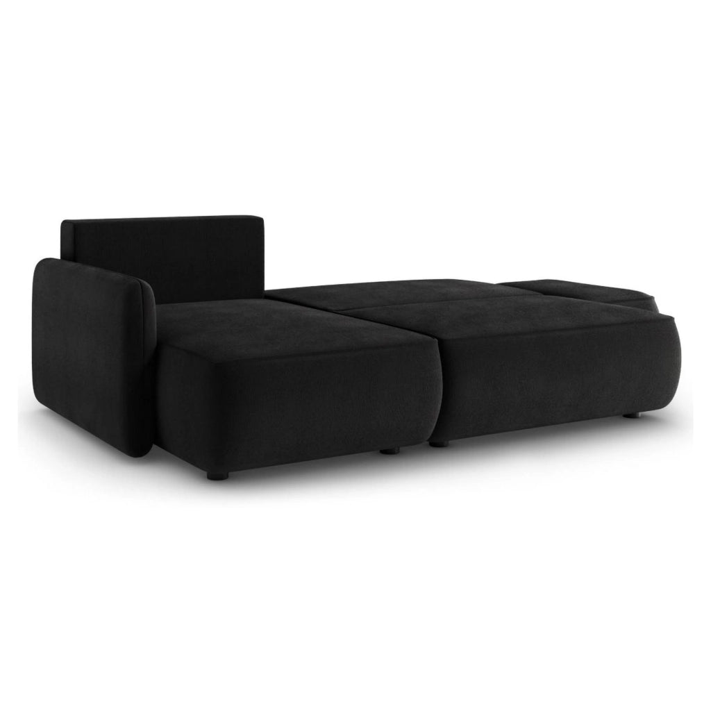 Rezzo, Divano Letto con Penisola Contenitore, 229x148 cm Nero
