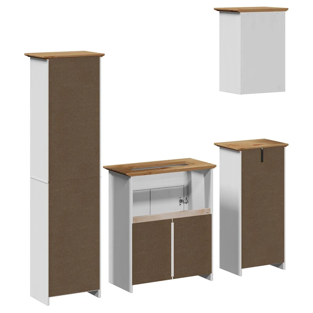 Set Mobili da Bagno 4 pz BODO Bianco in Legno Massello di Pino 3307651
