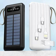 Trade Shop - Caricabatteria Power Bank Solare 20000mah Batteria Esterna Portatile Con Cavi Integrati -