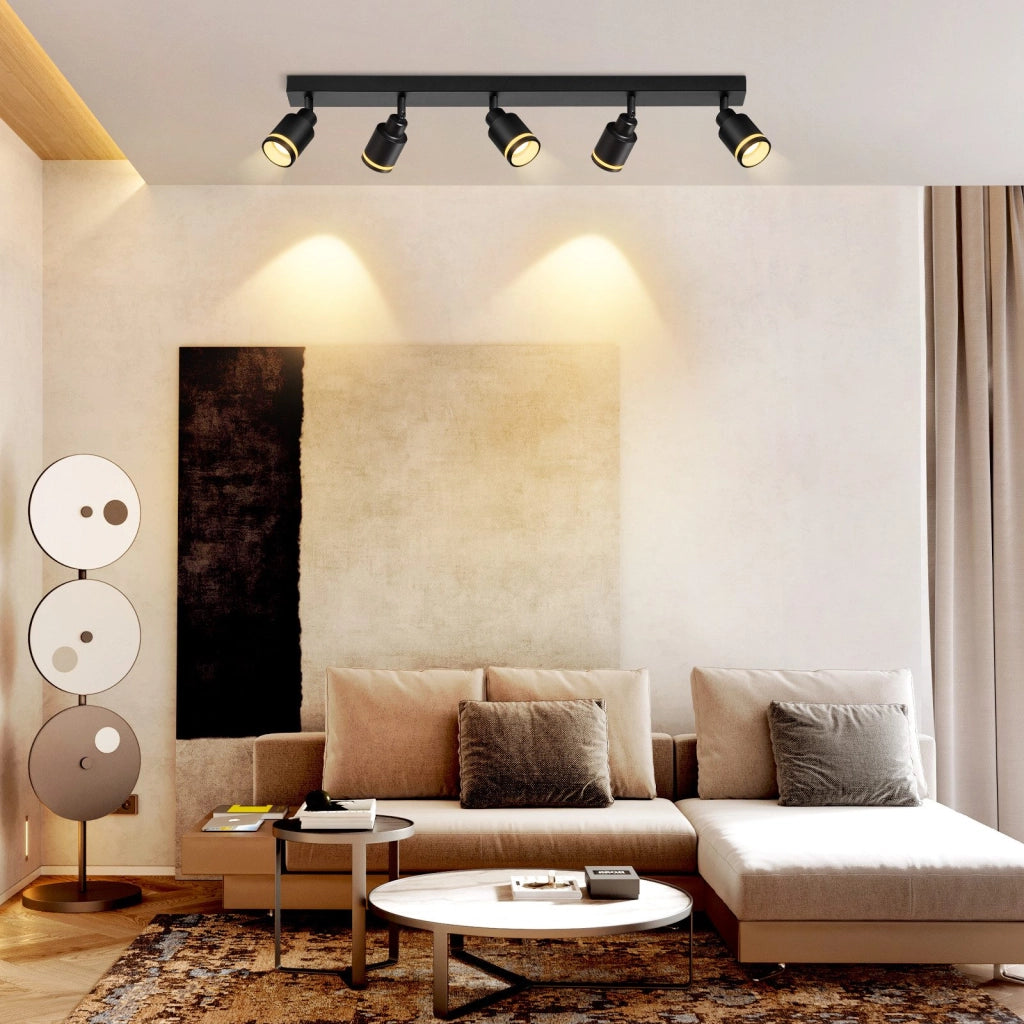 ZMH Faretto da soffitto neri 5 luci GU10 metallo orientabili moderni per camera letto sala pranzo senza lampadina