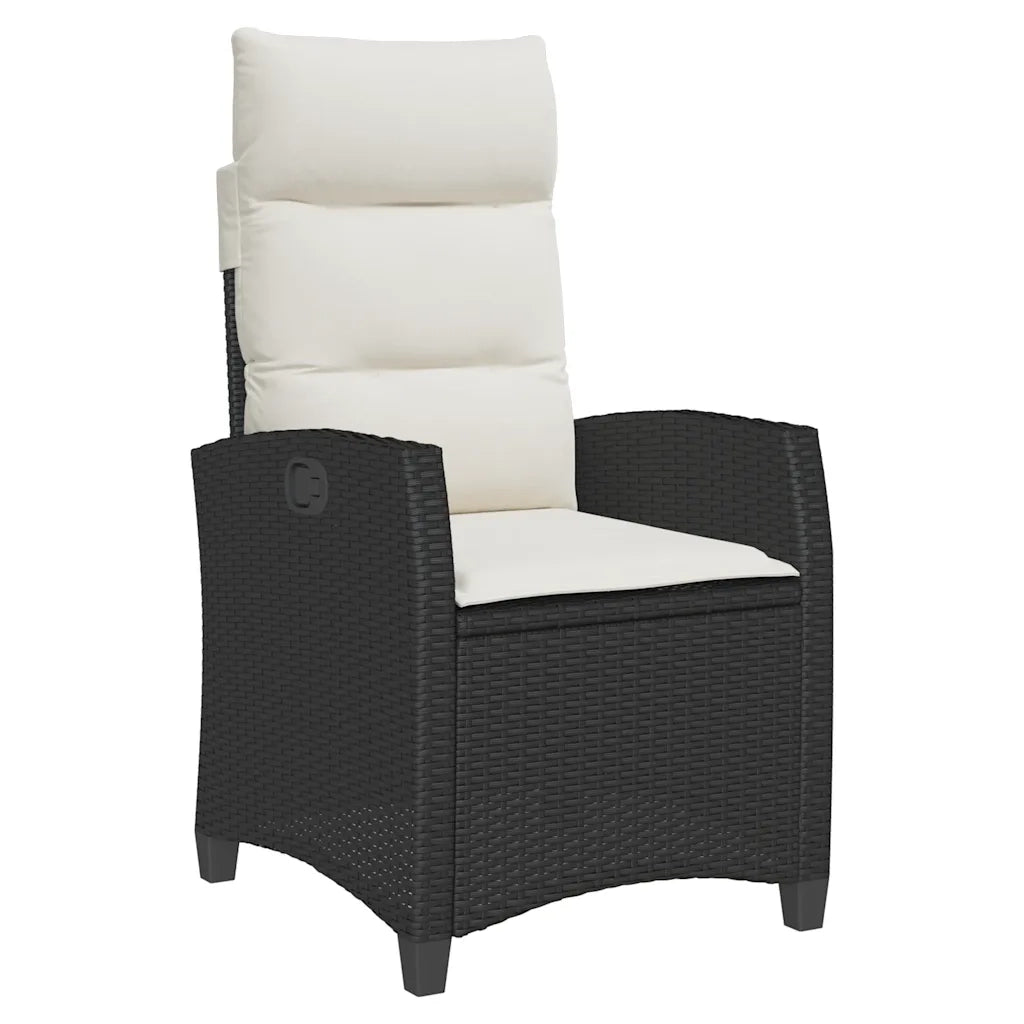 Sedia Reclinabile da Giardino con Tavolino Nera Polyrattan 4108270