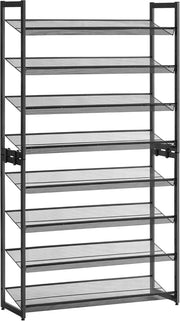 SONGMICS Scaffale Portascarpe a 8 Ripiani, Set di 2 Scarpiere Impilabile a 4 Livelli, Organizzatore per Scarpe con Ripiani a Rete in Metallo, Regolabili in Piano o ad Angolo, Nero LMR08B