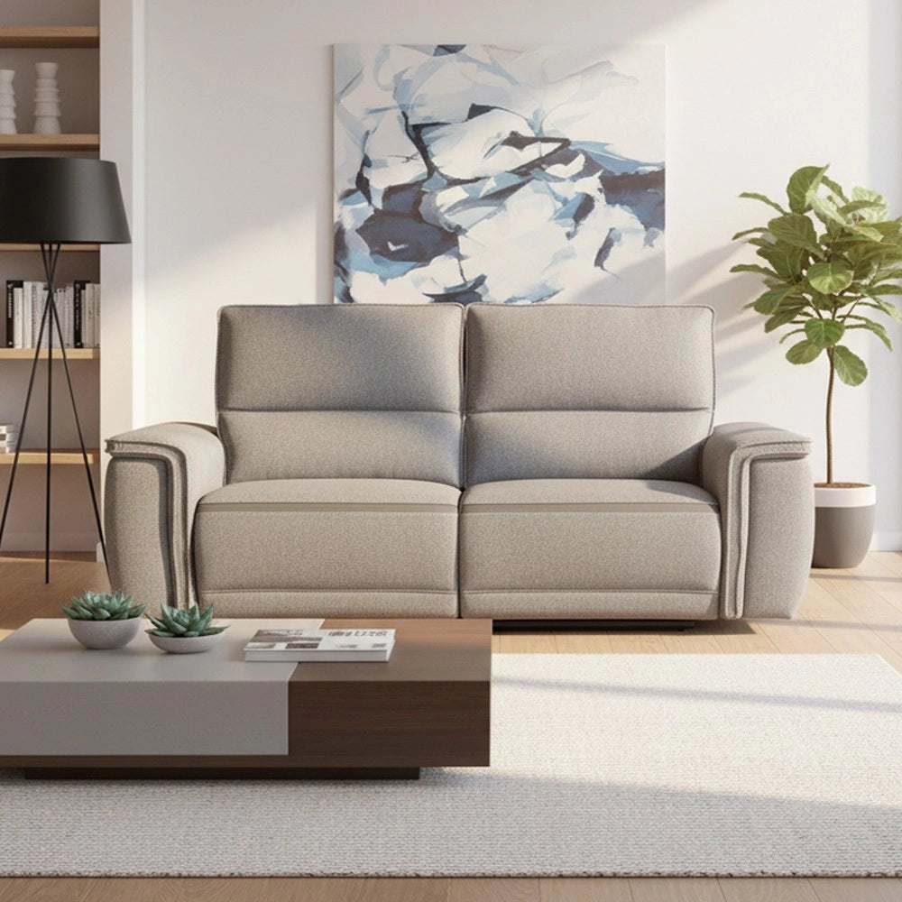 Divano recliner elettrico Velveta 3 posti tessuto grigio 205 cm