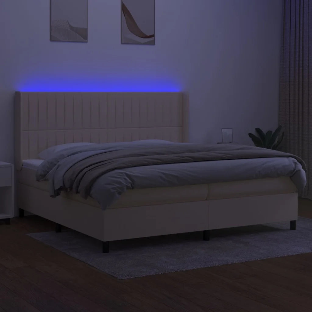 Letto a Molle Materasso e LED bianco 200x200cm in Tessuto 3138506