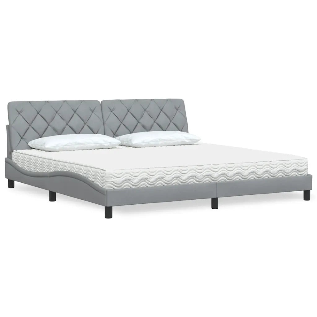 Letto con Materasso Grigio Chiaro 200x200 cm in Tessuto 3310762