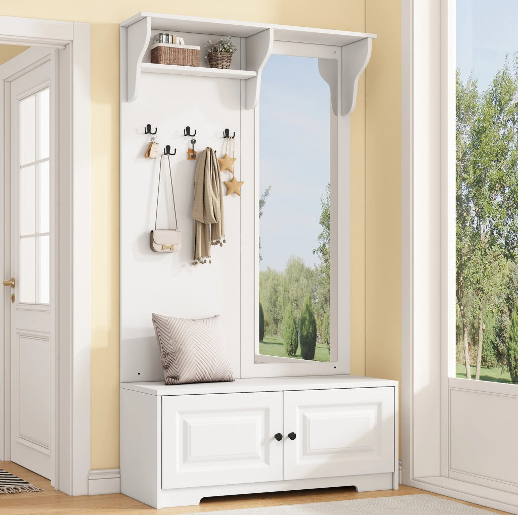 Guardaroba da ingresso con specchio e scarpiera 100x40x180 cm