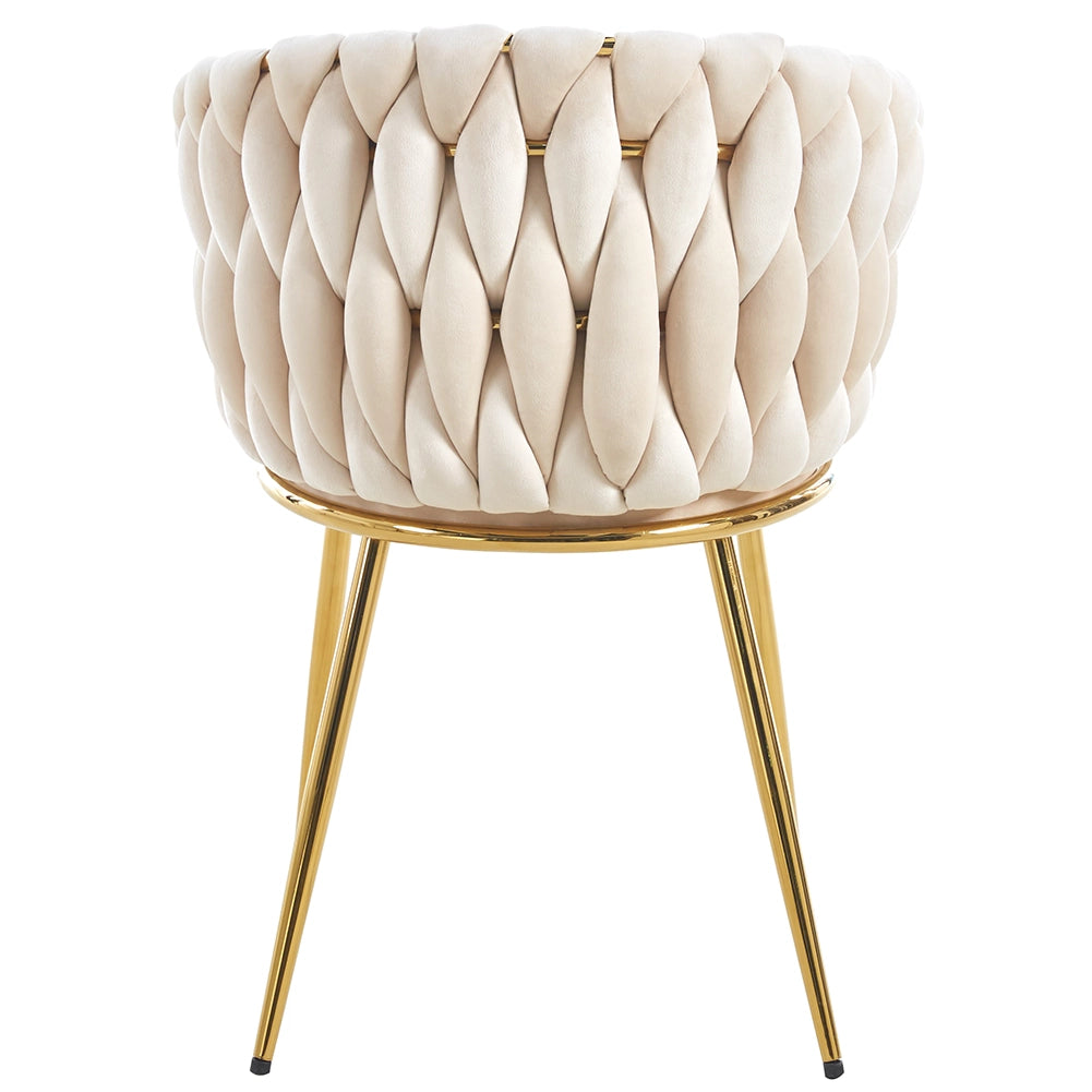Set 2 Sedie per Sala da Pranzo e Ufficio in Velluto Beige Sedia Ergonomica