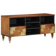 Mobile porta TV moderno con pratico contenitore 100 x 33 x 46 cm in legno massello di mango marrone miele 02_0057877