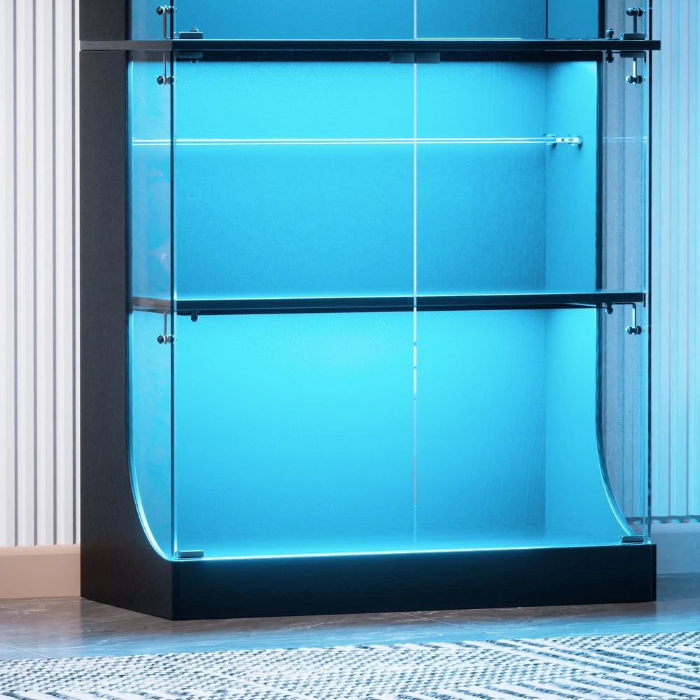 Vetrina a 4 Ripiani con LED, Ante in Vetro e Sensori ¨C Xylo ¨C Nero 80x35x165
