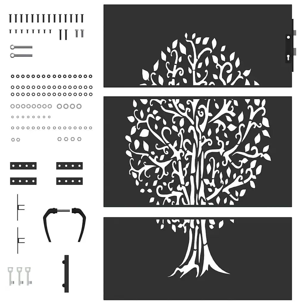 vidaXL Cancello da giardino, Cancello da Giardino 85x75 cm Design Albero in Acciaio Corten