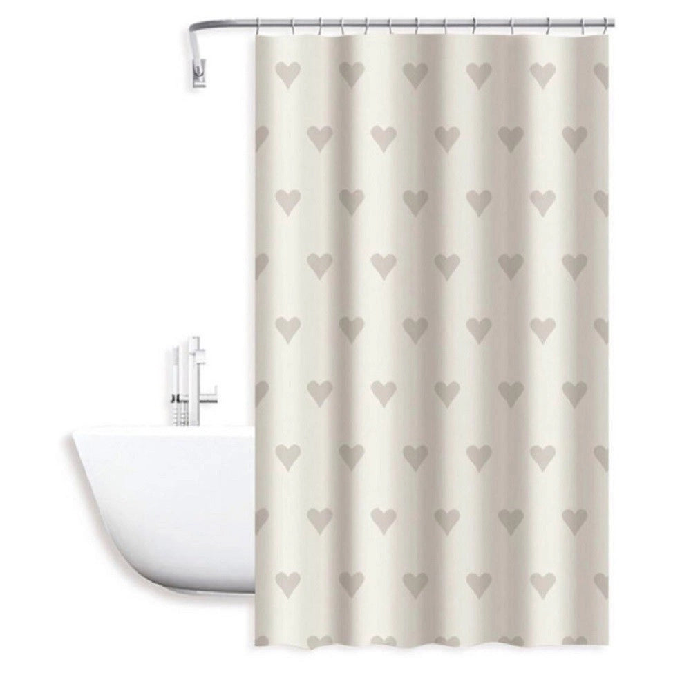 Trade Shop - Tenda Moderna Doccia Vasca Bagno Impermeabile Pvc 12 Ganci Cuori 180x200cm 79228 -