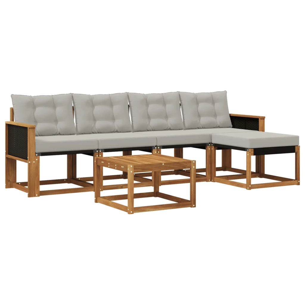 Set di divani da esterno 6 pz Naturale e Grigio Chiaro 3381895