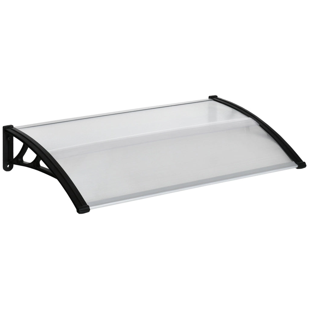 Pensilina Tettoia 110x60x23 cm in Policarbonato e Alluminio Trasparente