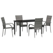 Set da Pranzo per Giardino 5 pz | Set Salotto da Giardino Grigio