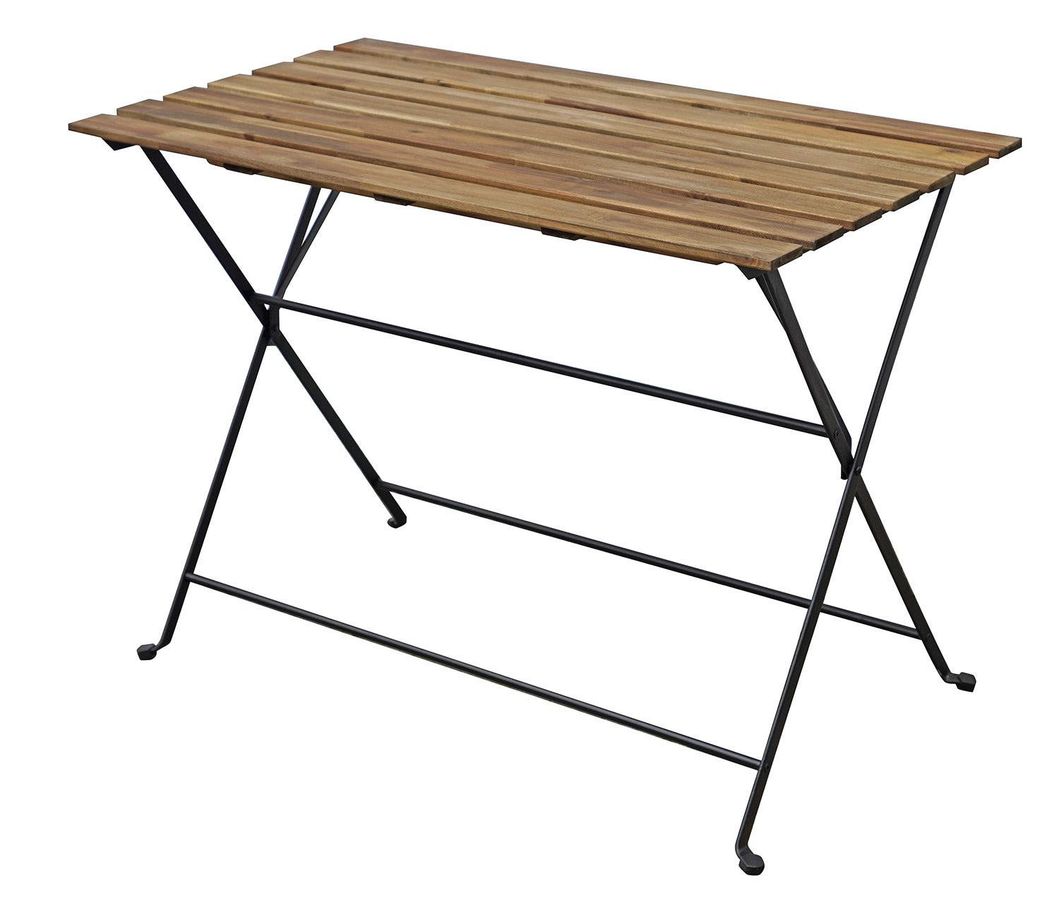 Set Tavolo e 4 Sedie da Giardino Pieghevoli Bistrò in Ferro e Legno di Acacia