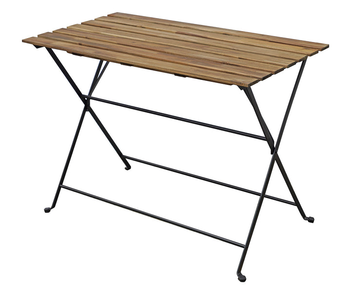 Set Tavolo e 4 Sedie da Giardino Pieghevoli Bistrò in Ferro e Legno di Acacia