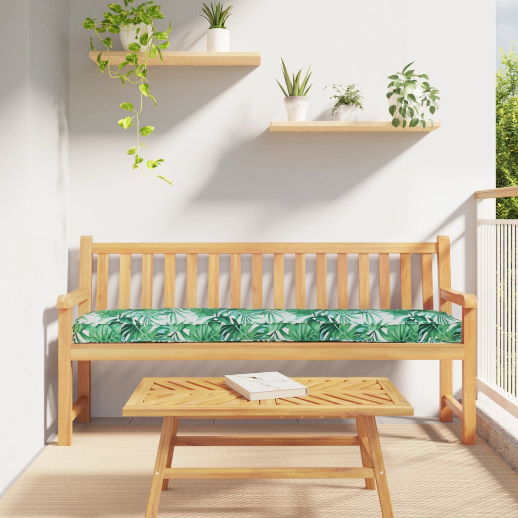 Cuscino per panca Motivo foglie 200x40x8 cm Tessuto Oxford