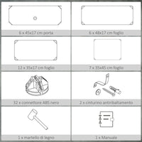Scarpiera Modulare 45x36,5x108 cm 6 Cubi in Plastica e Acciaio Bianco