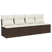 Divano da Giardino a 4 Posti-Sofa da giardino con Cuscini in Polyrattan Marrone
