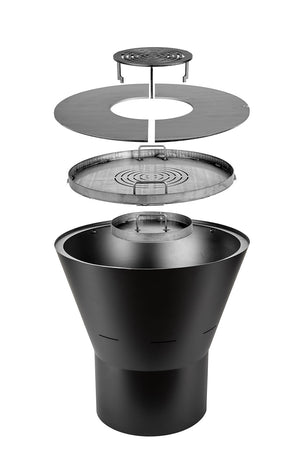 Barbecue a Legna Ø60x66 cm Azalea in Acciaio Nero Alta Temperatura