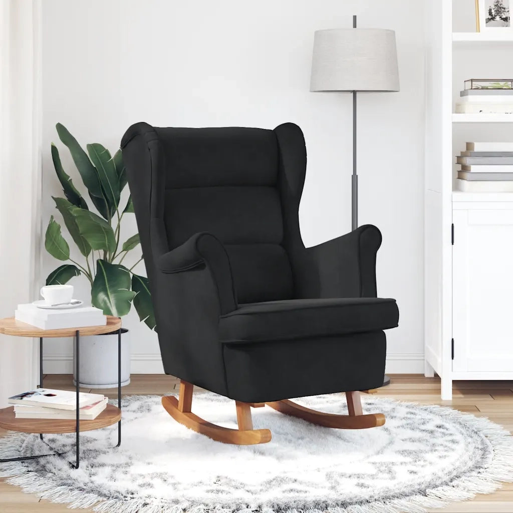 Sedia a dondolo con schienale alto in velluto nero CFW9275492