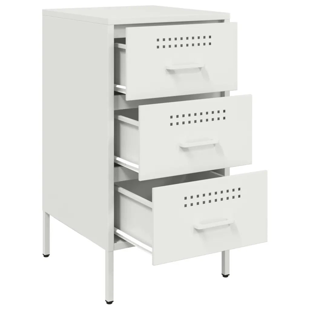 Comodino Bianco 36x39x68 cm in Acciaio 843088