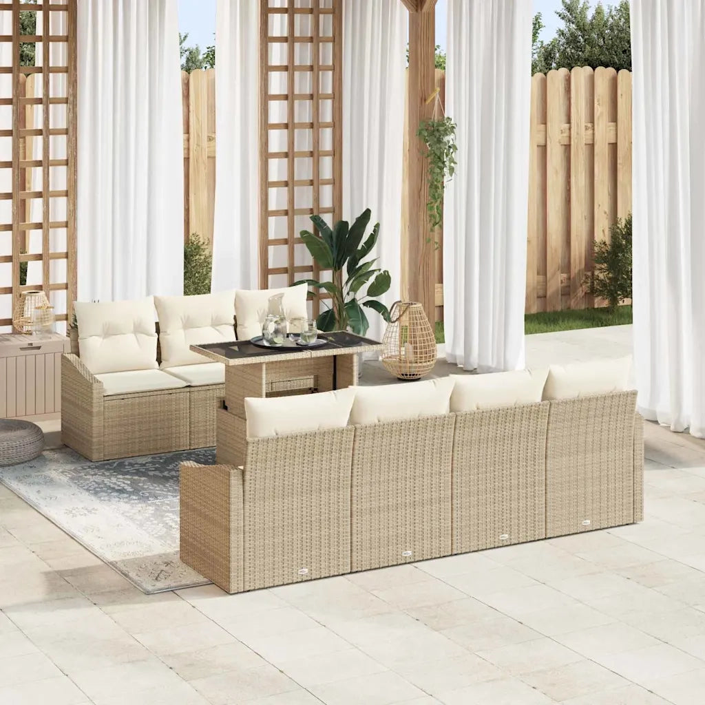 Set Divano da Giardino con cuscino 8 pcs Beige polyrattan 3357684