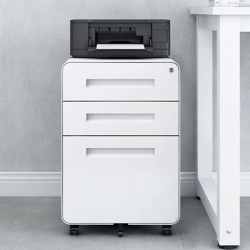 Cassettiera Mobile da Ufficio 3 Cassetti ¨C MINIMAL ¨C Bianco, Acciaio, A4/Legal