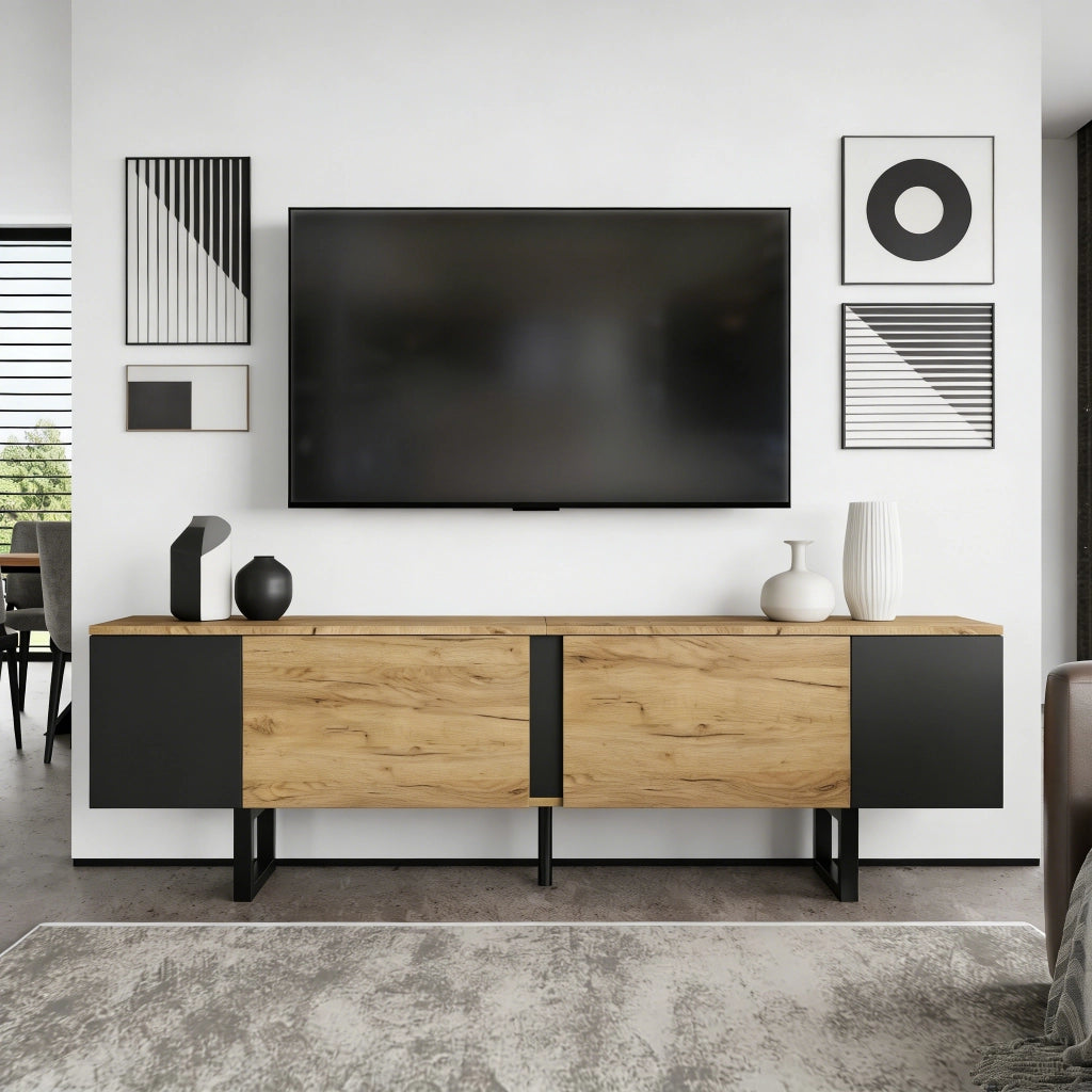 Mobile TV Lowboard ¨C MINIMAL ¨C Rovere/Bianco, 2 Ante, 180x40x55 cm