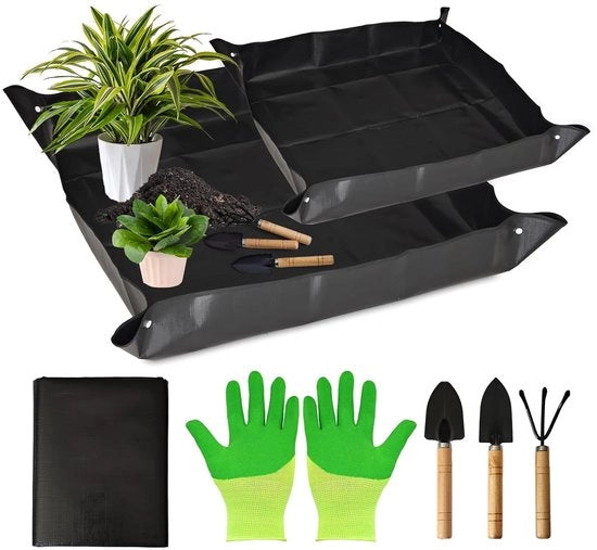 Matto per giardino e piante - Adatto per piante di coltivazione - 2 pezzi - Nero - 100 x 100 cm e 66 x 66 cm
