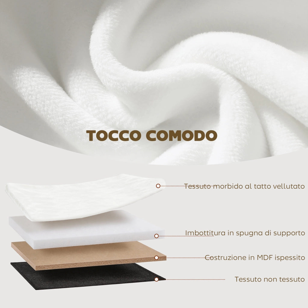 Pouf Contenitore Pieghevole ¨C zephmum ¨C Velluto Crema 76x38x35 cm