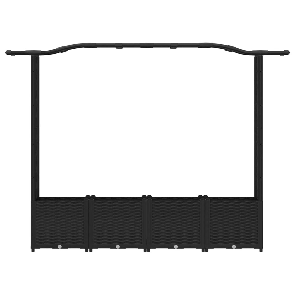 Letto Rialzato con Griglia e Tetto Nero 204 x 40 x 141 cm PP 42032532