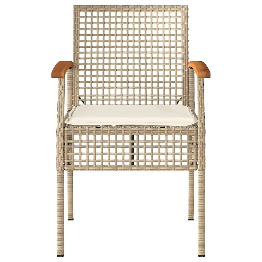 Sedie da Giardino con Cuscini 4 pz Beige in Polyrattan e Acacia 366253