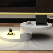 Tavolino da caffè rotondo con LED e piano girevole, bianco