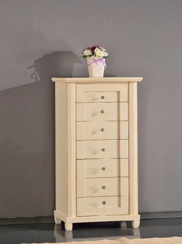 Settimino 7 cassetti legno avorio patinato 63x37x131 - Mobili 2G