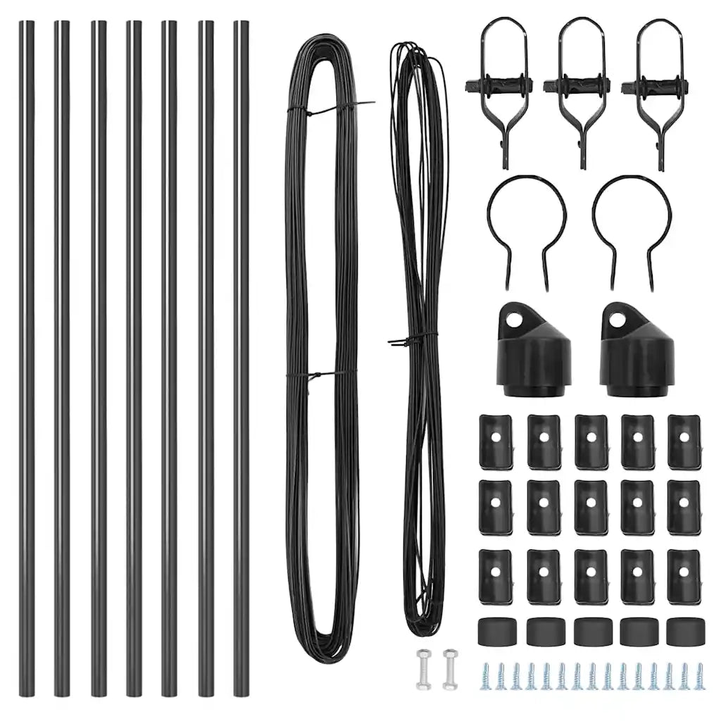 Palo della recinzione 7 pcs Grigio Acciaio 42004206