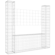 Gabbione a U con 2 Pali in Ferro 140x20x150 cm