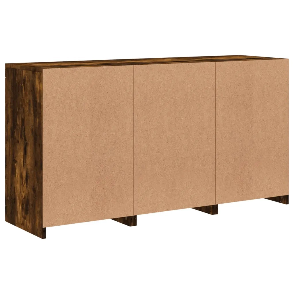 Credenza con Luci LED Rovere Fumo 123x37x67 cm