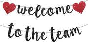 Banniere di Welcome con Glitter Nero - Saluti Caldi - Benvenuti Nuovi Colleghi - Squadre - Decorazioni da Festa - Materiale di Alta Qualità - Banniere da Festa