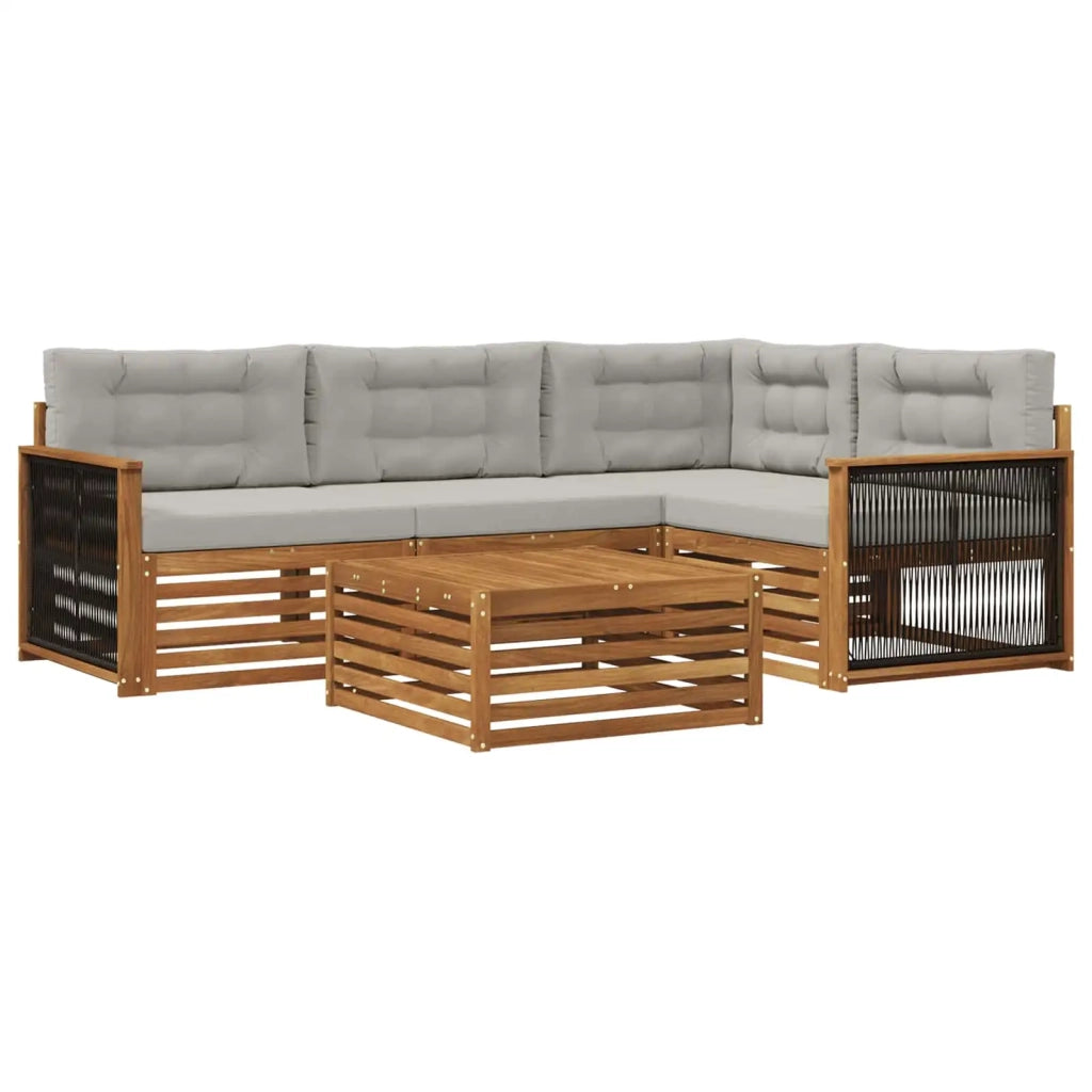 Set di divani da esterno 5 pz Naturale e Grigio Chiaro 3383324