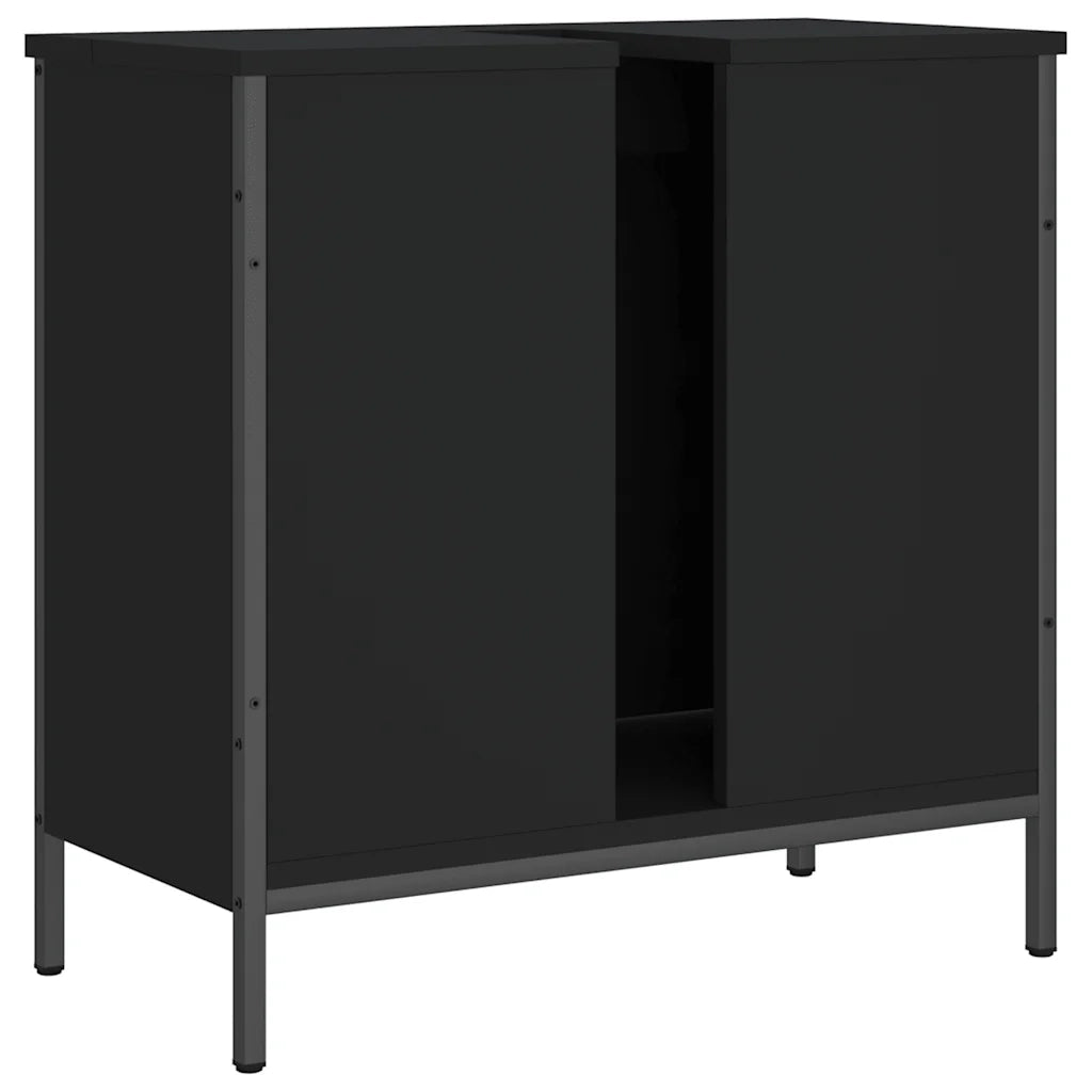 vidaXL Mobile Lavabo Bagno Nero 60x30x60 cm in Legno Multistrato