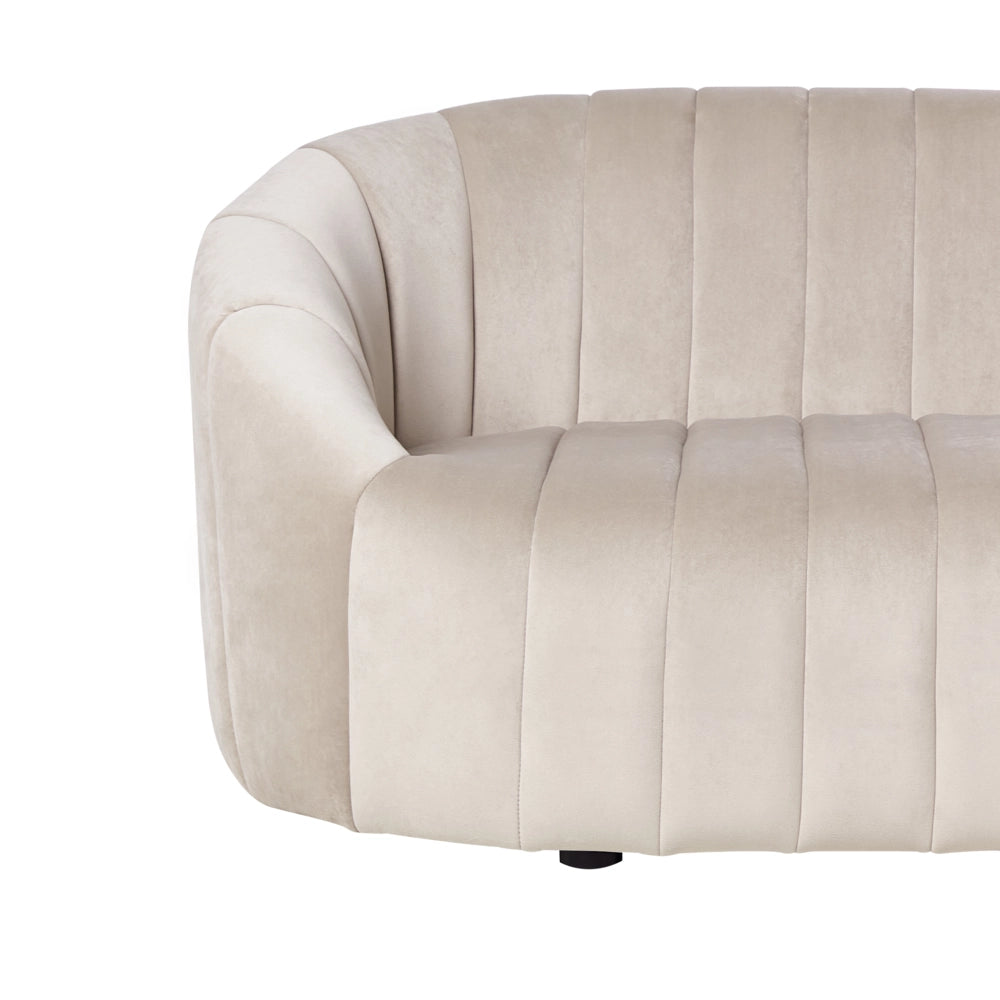Divano in velluto a 2 posti con sedile imbottito e schienale basso Beige Design contemporaneo e retrò