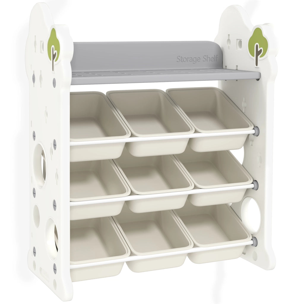 Libreria bambini con 9 contenitori ¨C zephmum ¨C plastica crema 60x30x60 cm