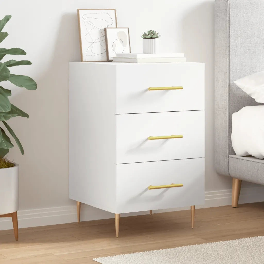 Comodino-Tavolino da notte Bianco 40x40x66 cm in Legno Multistrato 542716