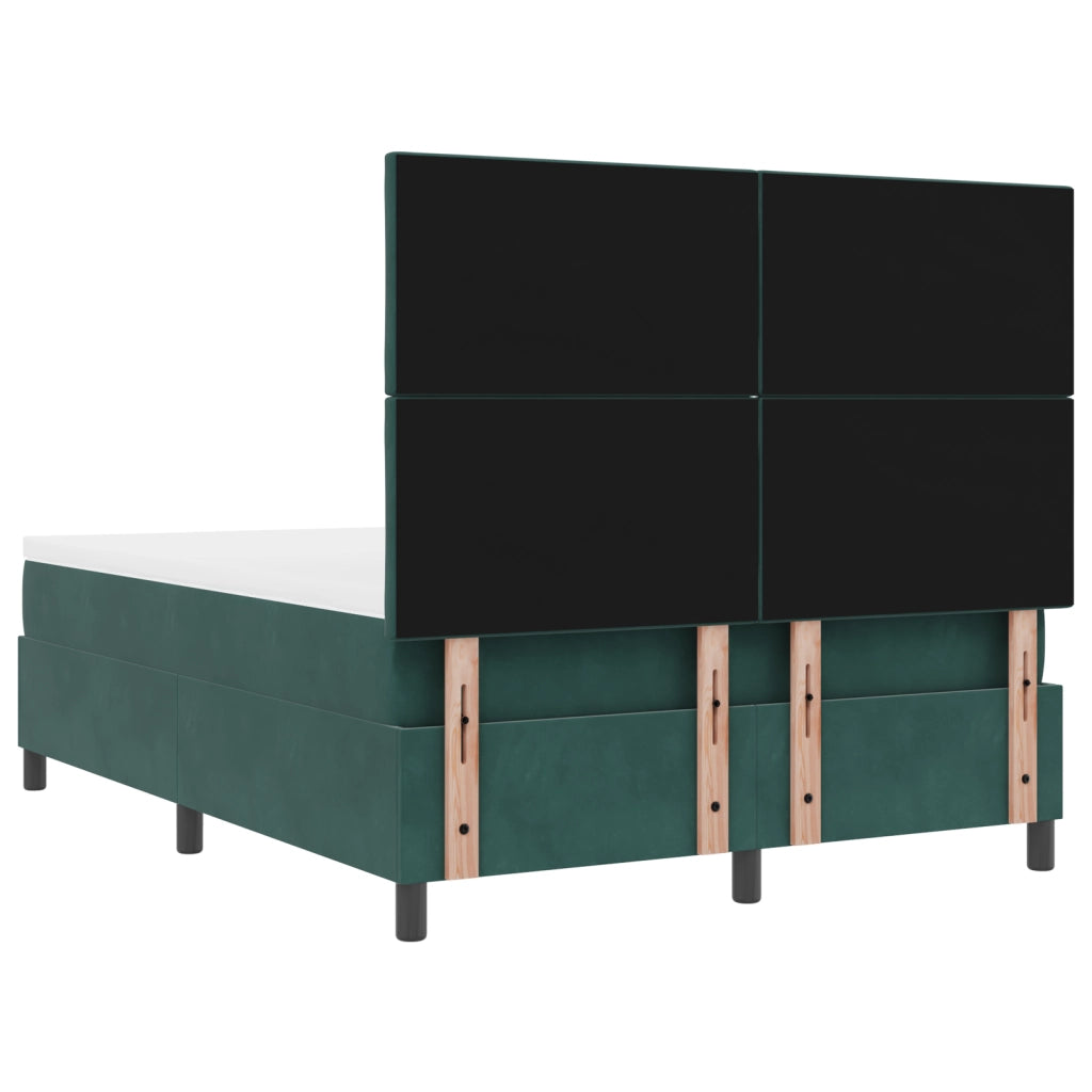 Letto a Molle con Materasso e LED Verde Scuro 140x200 cm Velluto